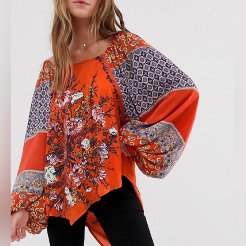 Free People Positano Printed Blouse